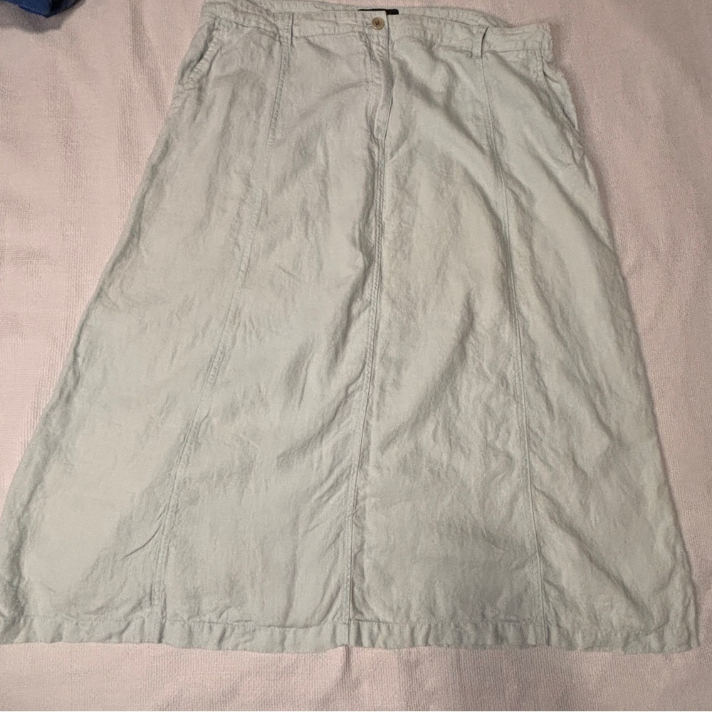 Talbot Maxi Skirt 100% Linen A-Line Sz 18 Seafoam Green Lagenlook Coastal Resort - Picture 8 of 10